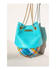 Sac Cuir Turquoise Métalissé M